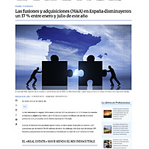 Las fusiones y adquisiciones (M&A) en Espaa disminuyeron un 17 % entre enero y julio de este ao